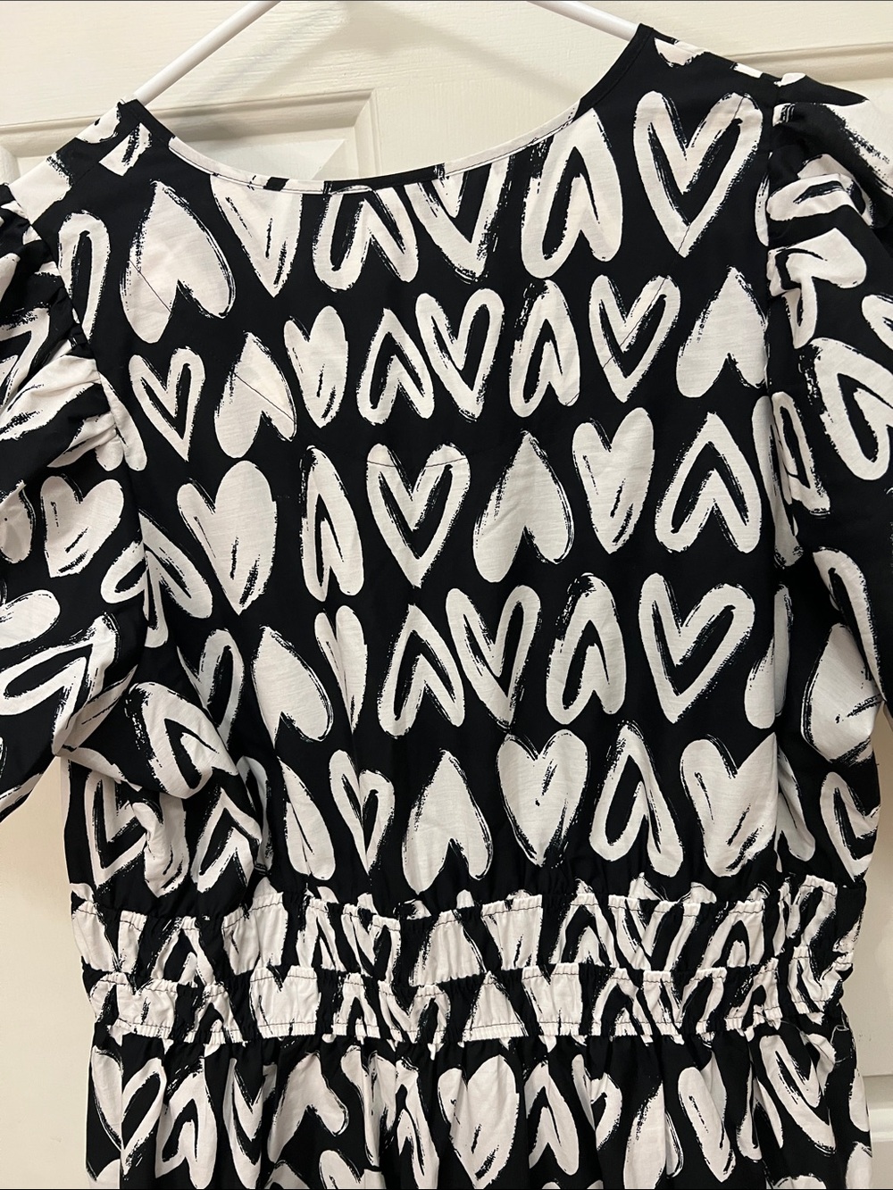 Anthropologie Somerset Maxi Dress Womens Black White Hearts w/Pockets - Picture 6 of 9